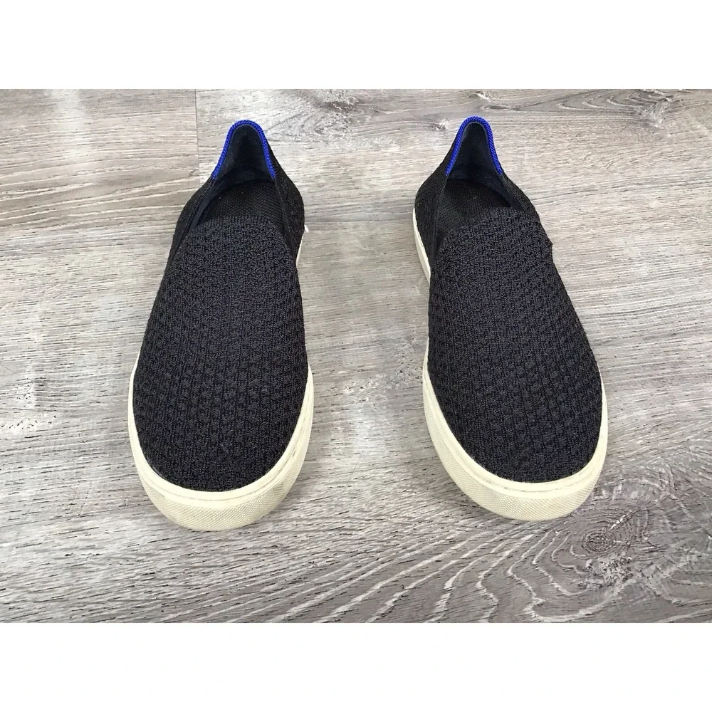 Rothy's Womens Size 7.5 Sneakers Black Knit Slip On Flat Casual Comfort Shoes